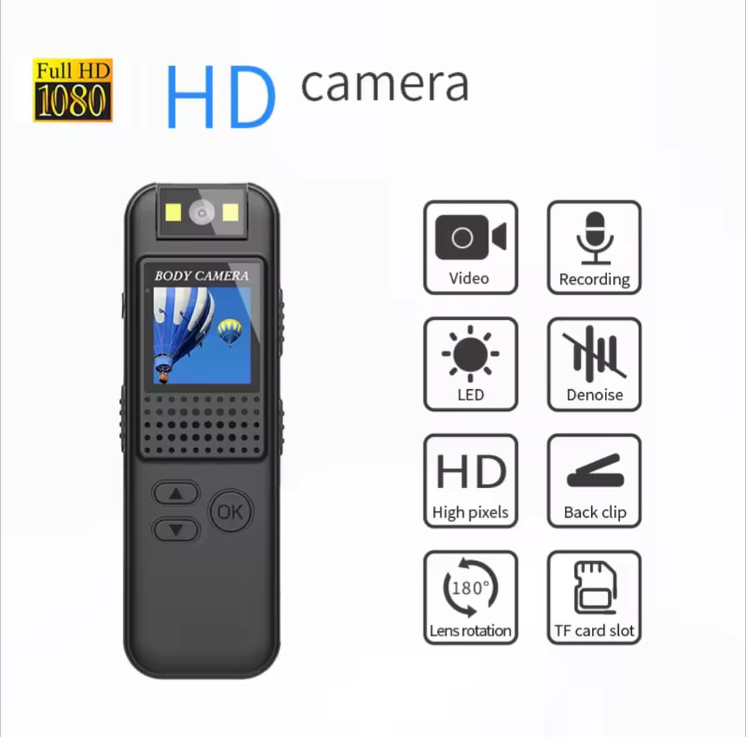 Body Camera Mini Pocket Camera FHD Sports Action Camera Rotating 180° Outdoor Bicycle Recorder Camcorder