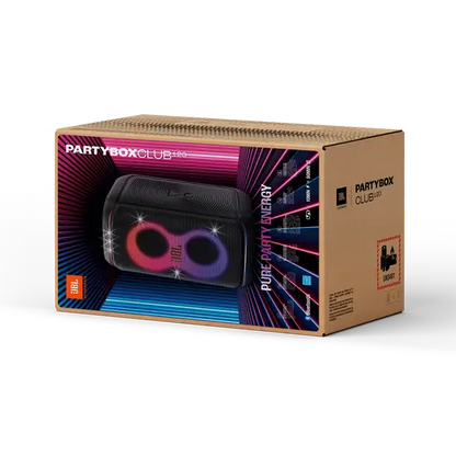 JBL PartyBox Club 120 packaging with vibrant design