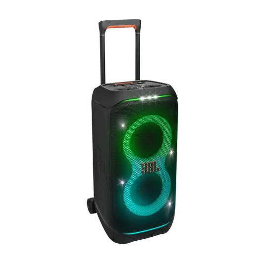 JBL PartyBox Stage 320 speaker with wheels and lights